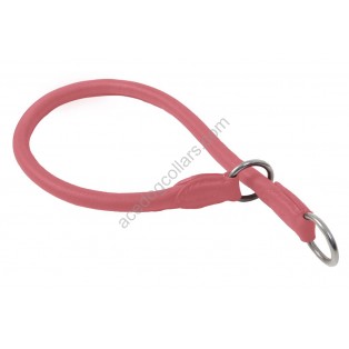 Ace Comfy Soft Best Rolled Italian Leather Slip/Check Dog Collar :: PINK ::